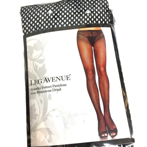 * Leg Avenue #9008 Rhinestone Spandex Fishnet Pantyhose Discontinued  NWT NOS - Picture 1 of 7